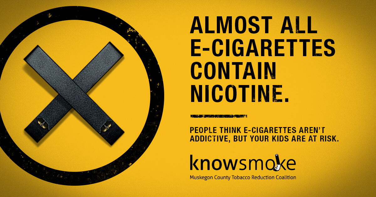 Almost all E-cigarettes contain nicotine. People think E-Cigarettes aren't addictive, but your kids are at risk.